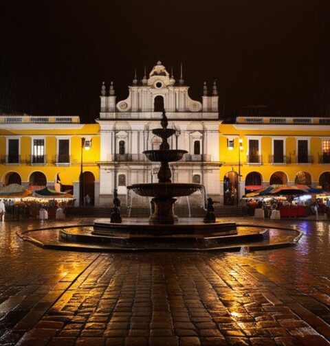 plaza de armas de lima peru de noche